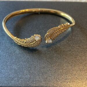 Swarovski Gold Feather Bracelet with Crystals